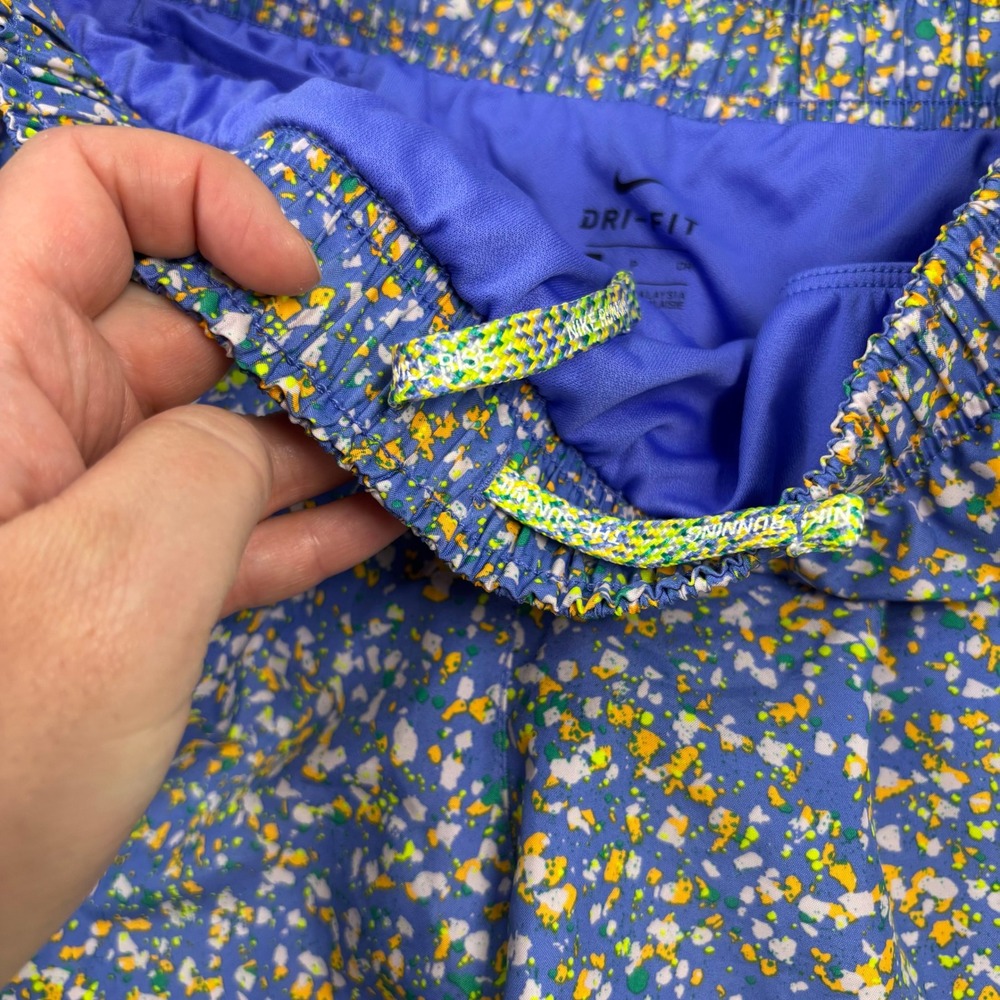 Nike Women's S Blue Yellow Floral Dri-FIT Tempo Icon Clash Running Shorts Gym - Picture 3 of 8